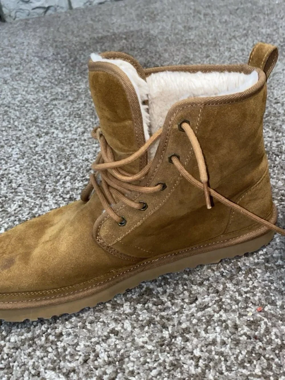 UGG Neumel Chestnut Suede Sheepskin Lined Chukka Boots Mens 13 EUC